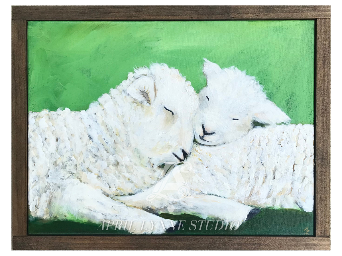 Two Sheep - green