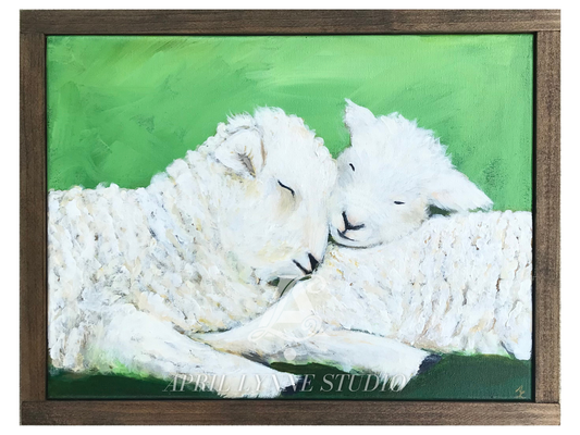 Two Sheep - green