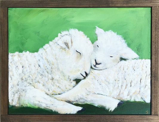 Two Sheep - green